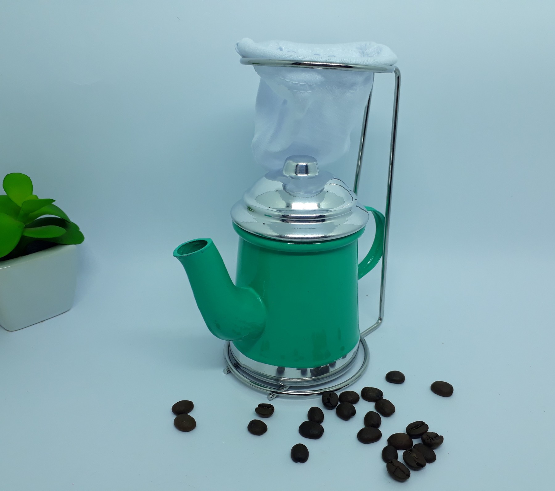 Multi Decor e Presentes  Bule com suporte e coador de cafe Verde